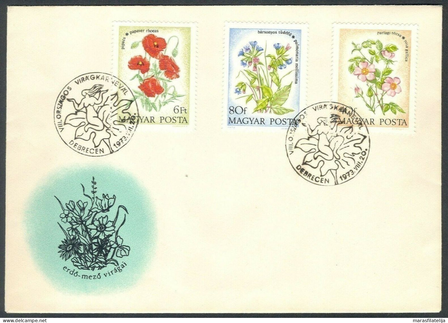 Hungary 1973, Flora, Carnival, Special Postmark - Autres & Non Classés