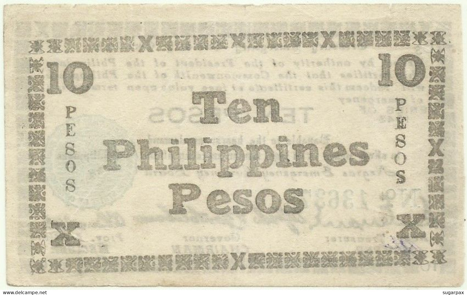 PHILIPPINES - 10 Pesos - 1943 - Pick S 663 - Serie B3 - Negros Emergency Currency Board - Filippijnen