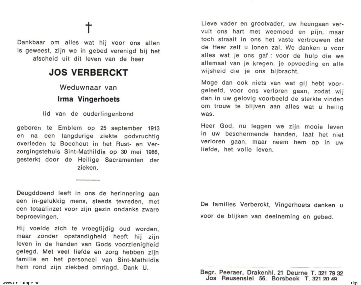 Jos Verberckt (1913-1986) - Images Religieuses