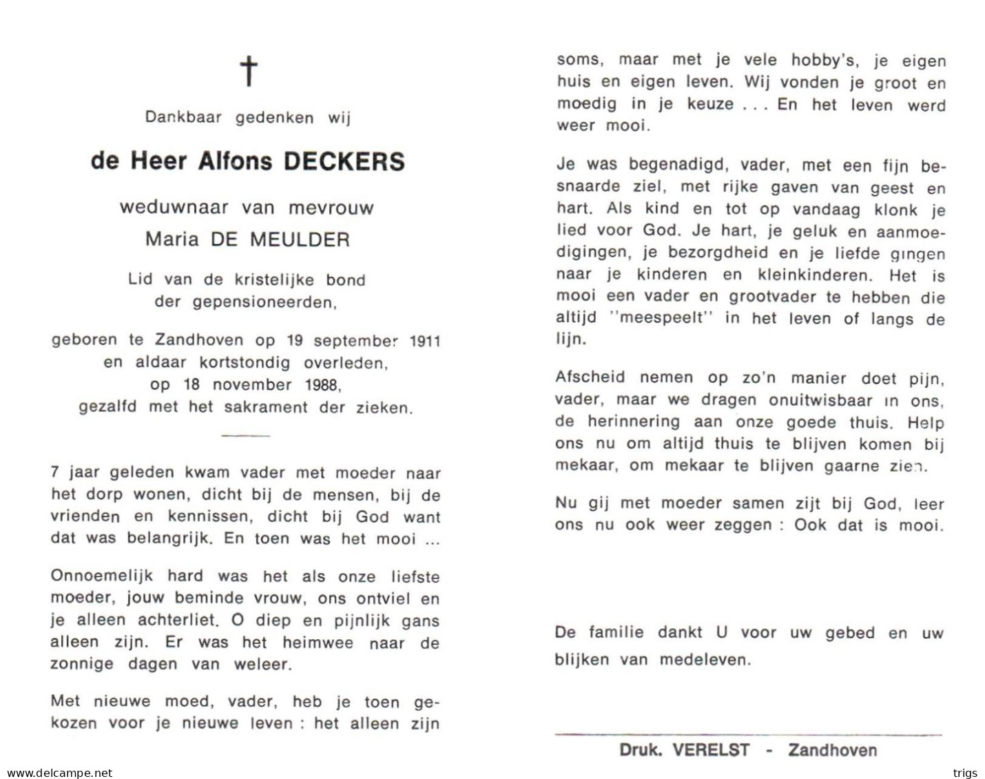 Alfons Deckers (1911-1988) - Devotieprenten