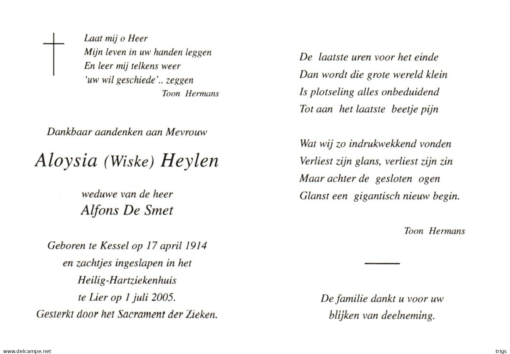 Aloysia Heylen (1914-2005) - Devotion Images