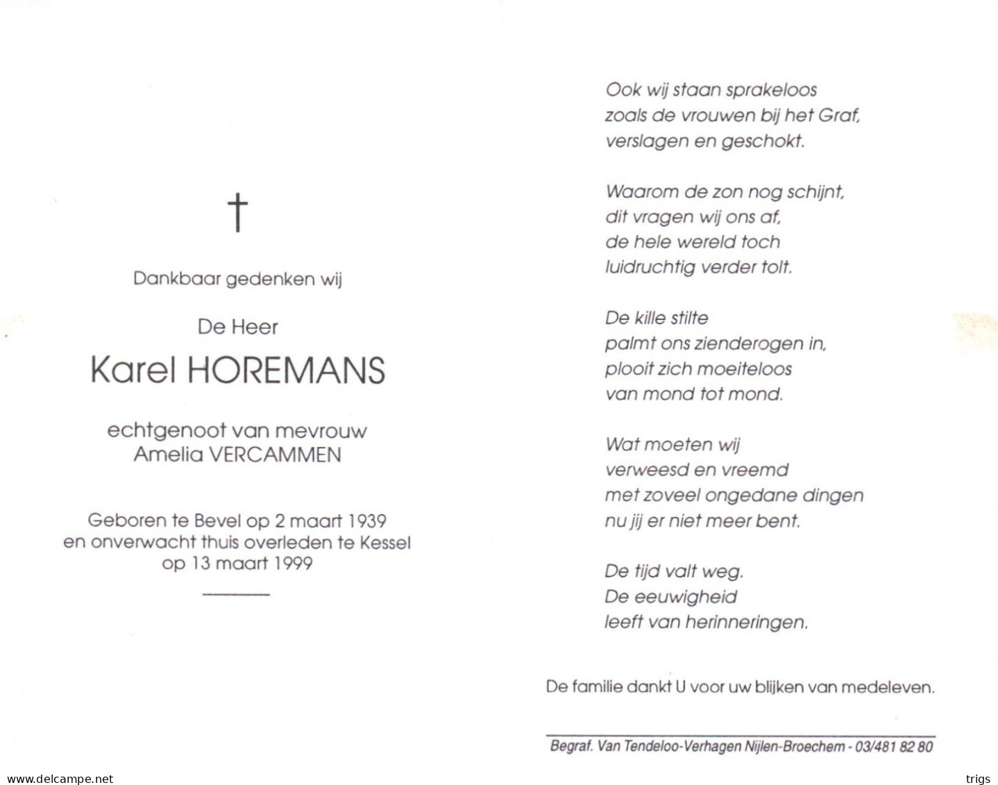 Karel Horemans (1939-1999) - Devotieprenten