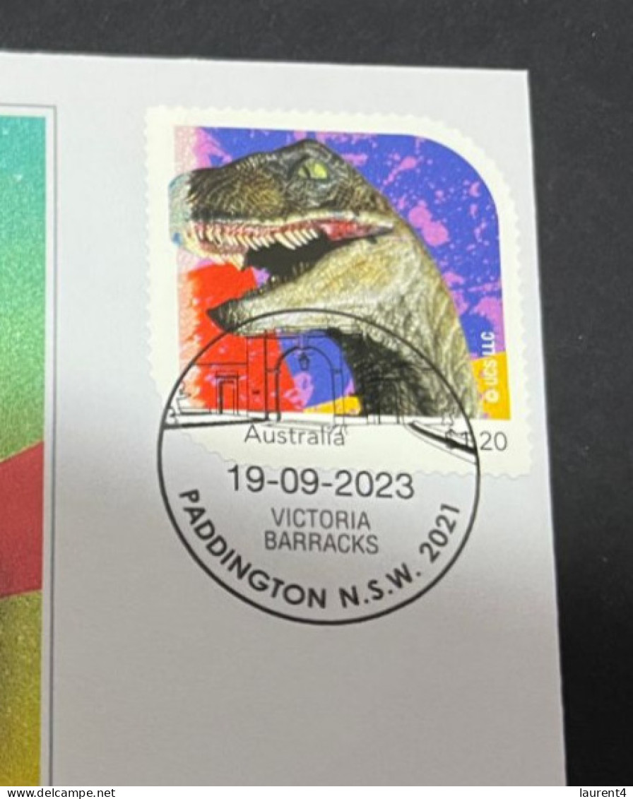 10-5-2024 (4 Z 37) Australian Personalised Stamp Isssued For Jurassic Park 30th Anniversary (Dinosaur) - Préhistoriques