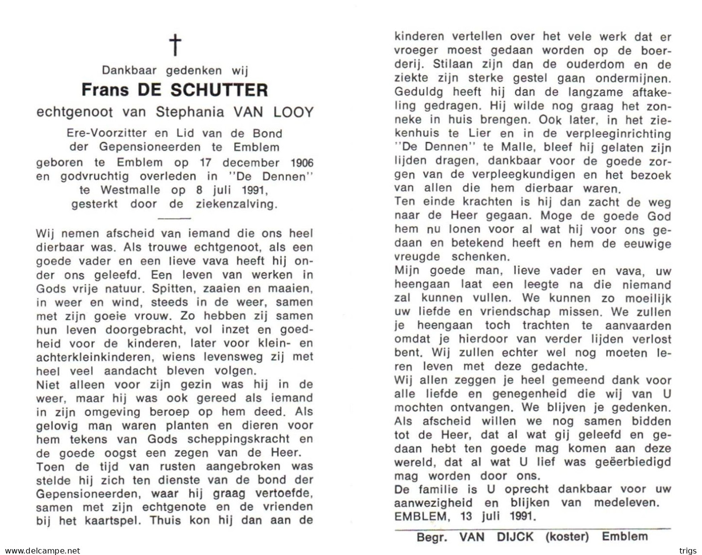 Frans De Schutter (1906-1991) - Devotieprenten