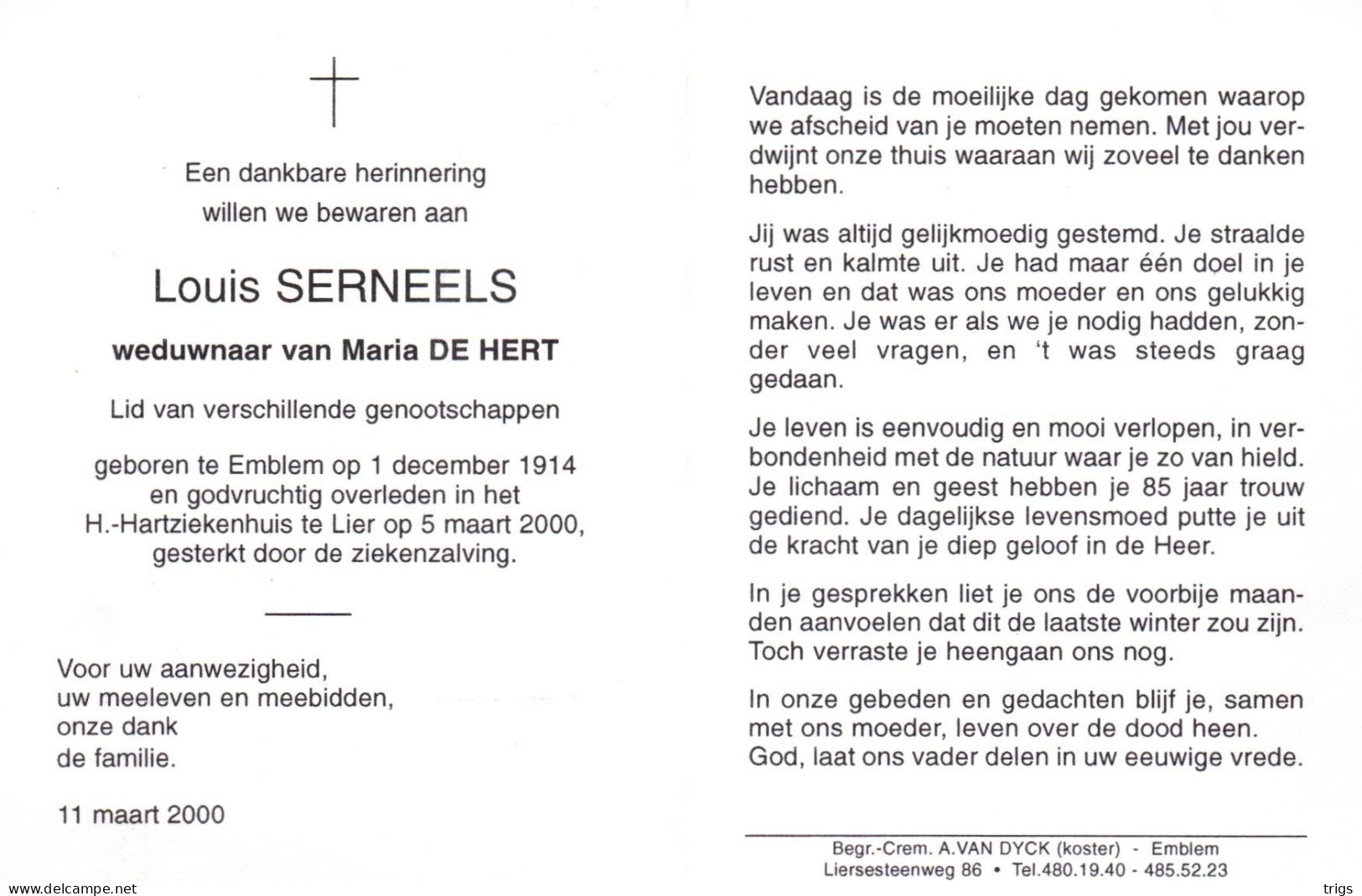 Louis Serneels (1914-2000) - Devotieprenten