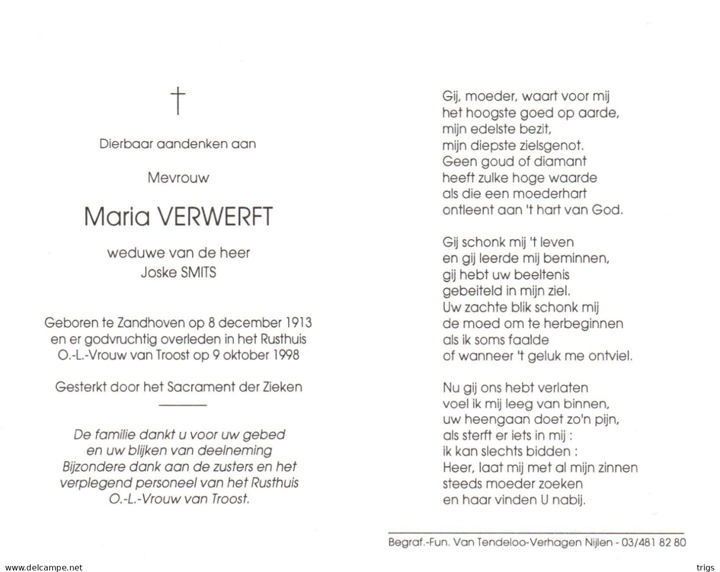 Maria Verwerft (1913-1998) - Devotieprenten