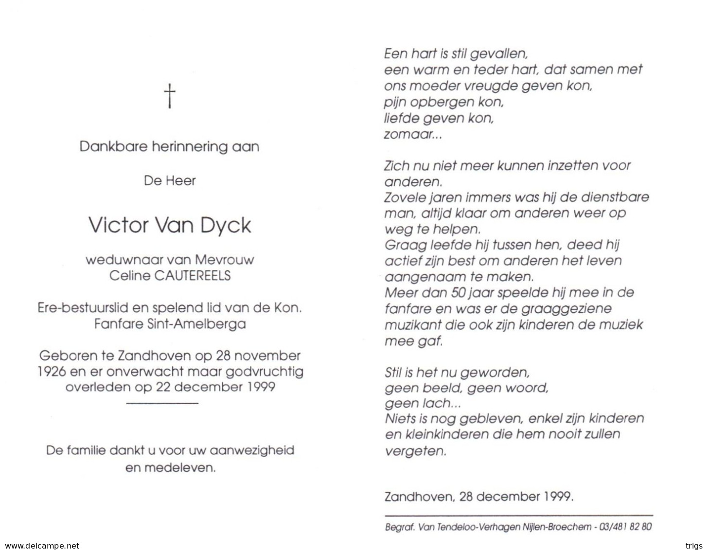 Victor Van Dyck (1926-1999) - Devotieprenten