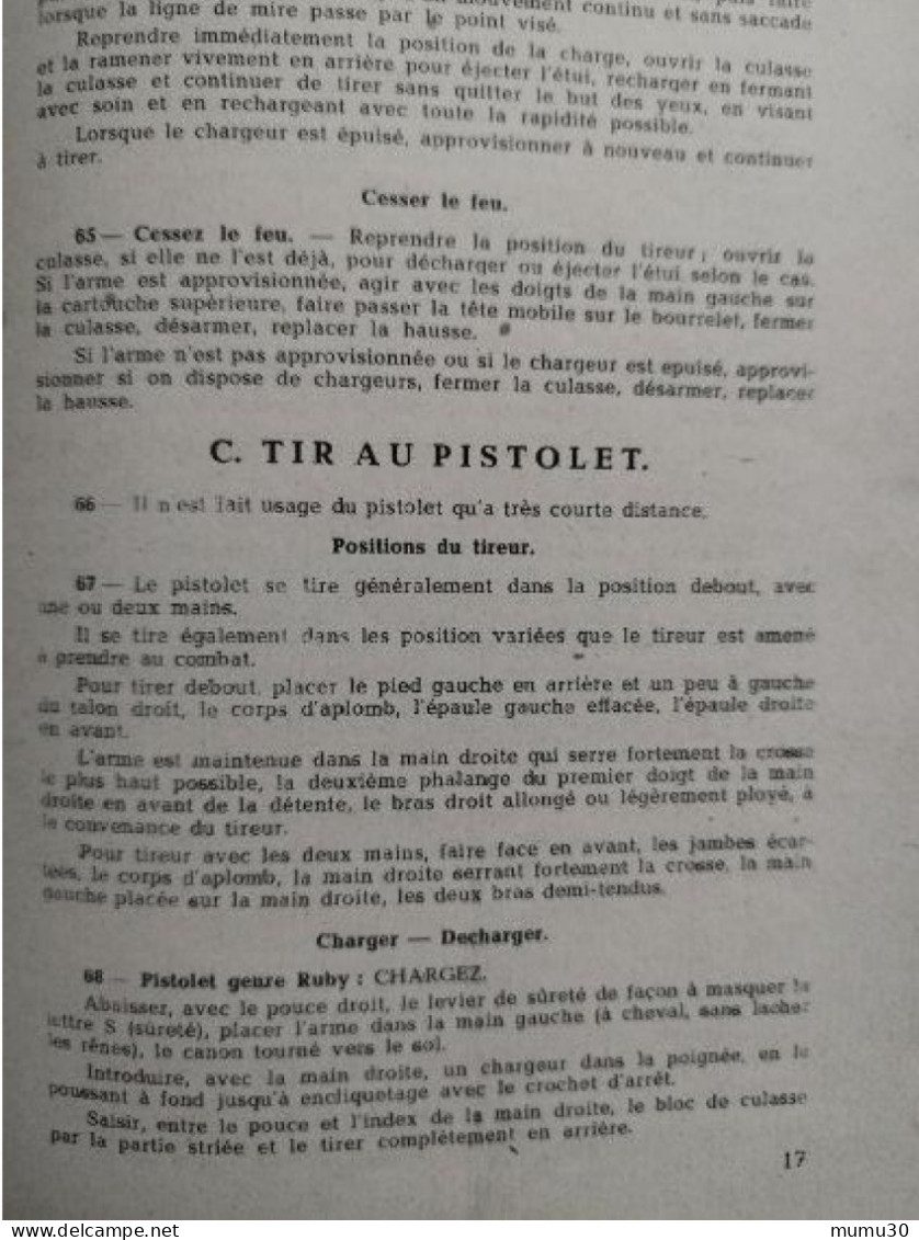 Rare Memento Provisoire De La Manoeuvre à Pied Escadron Du Train Cachet Commandement Du Train Etat Major Armes Pistolet - Other & Unclassified