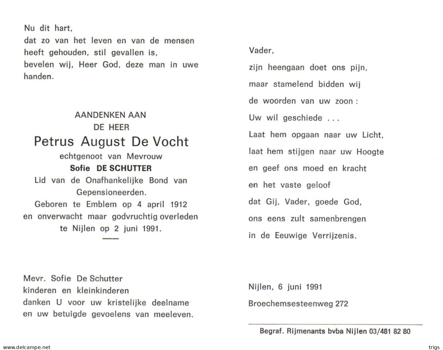 Petrus August De Vocht (1912-1991) - Devotieprenten