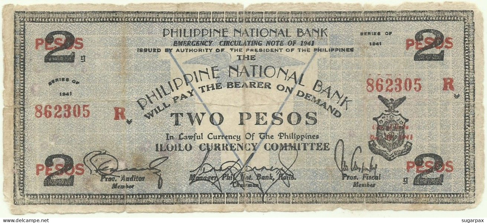 PHILIPPINES - 2 Pesos - 1941 - Pick S 306 - Serie R - ILOILO Currency Committee - Filipinas