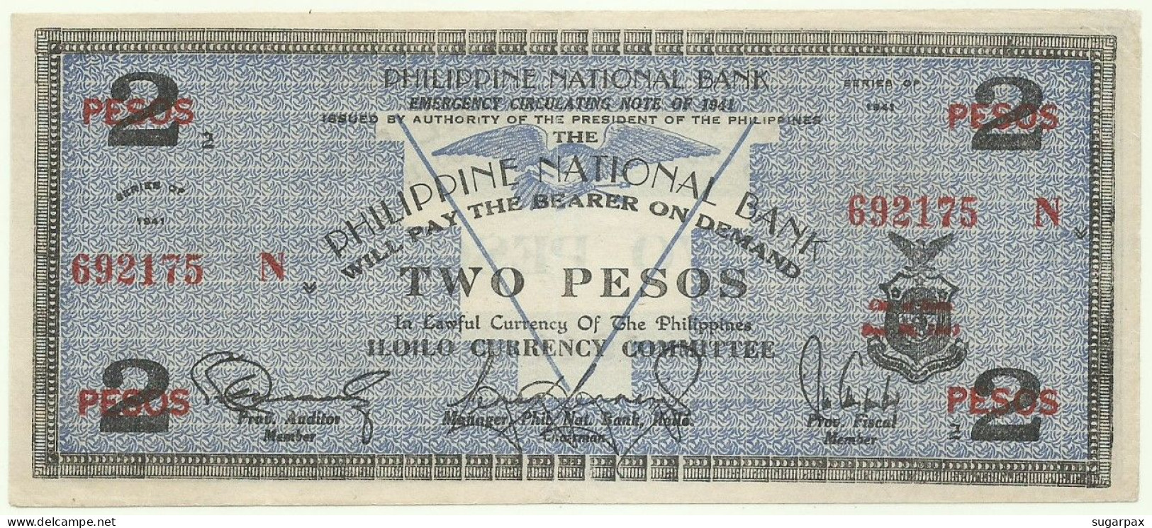 PHILIPPINES - 2 Pesos - 1941 - Pick S 306 - Serie N - ILOILO Currency Committee - Filippijnen