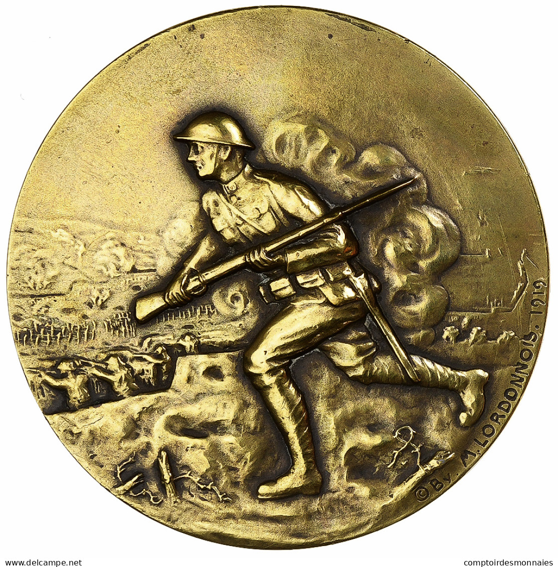 France, Médaille, Première Guerre Mondiale, 1917-1918, Bronze, Lordonnois - Otros & Sin Clasificación