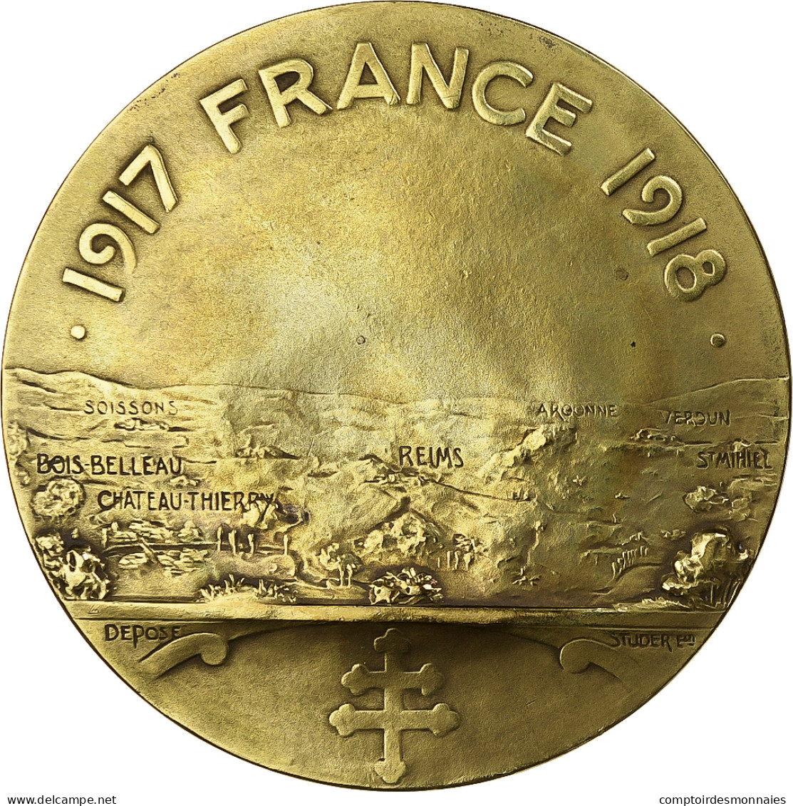 France, Médaille, Première Guerre Mondiale, 1917-1918, Bronze, Lordonnois - Altri & Non Classificati