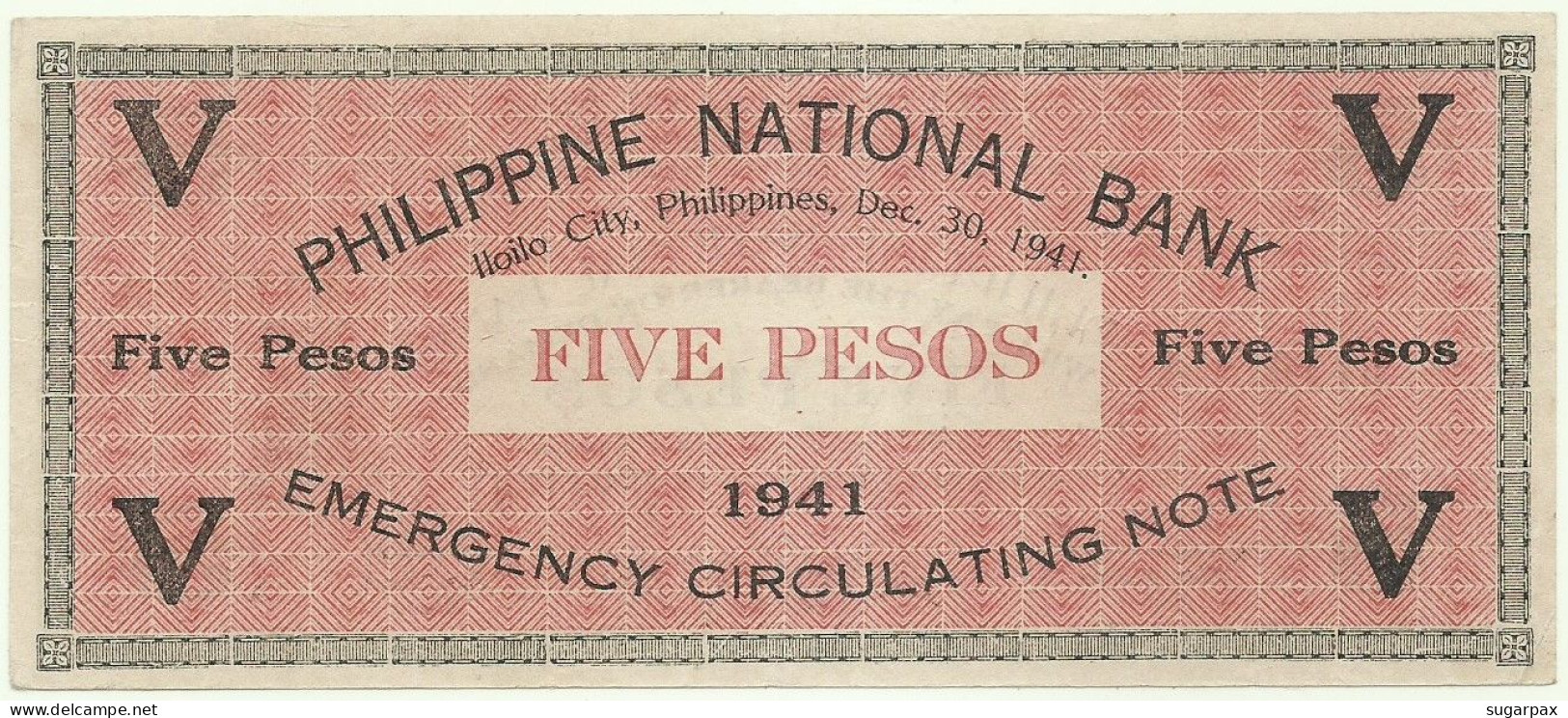 PHILIPPINES - 5 Pesos - 1941 - Pick S 307 - Serie A - LOW NUMBER - ILOILO Currency Committee - Filippijnen