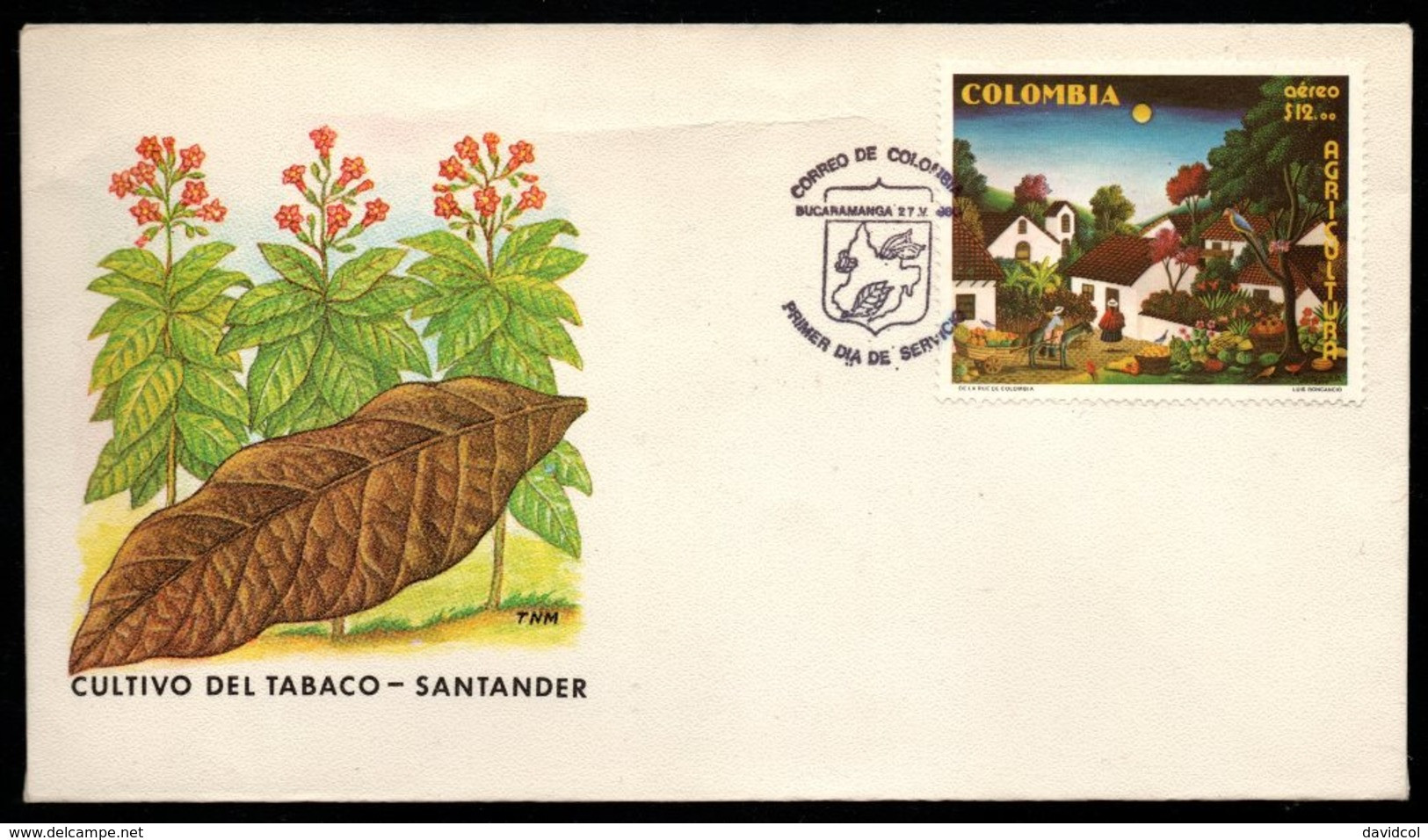 COLOMBIA- KOLUMBIEN- 1980. FDC/SPD. TOBACCO CROPS IN SANTANDER DEPARTMENT - Colombia