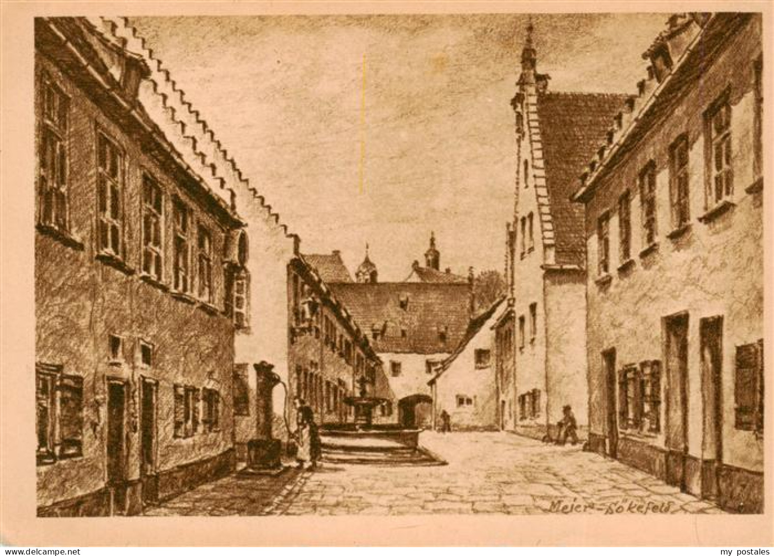 73903266 Augsburg Die Fuggerei Zeichnung Augsburg - Augsburg