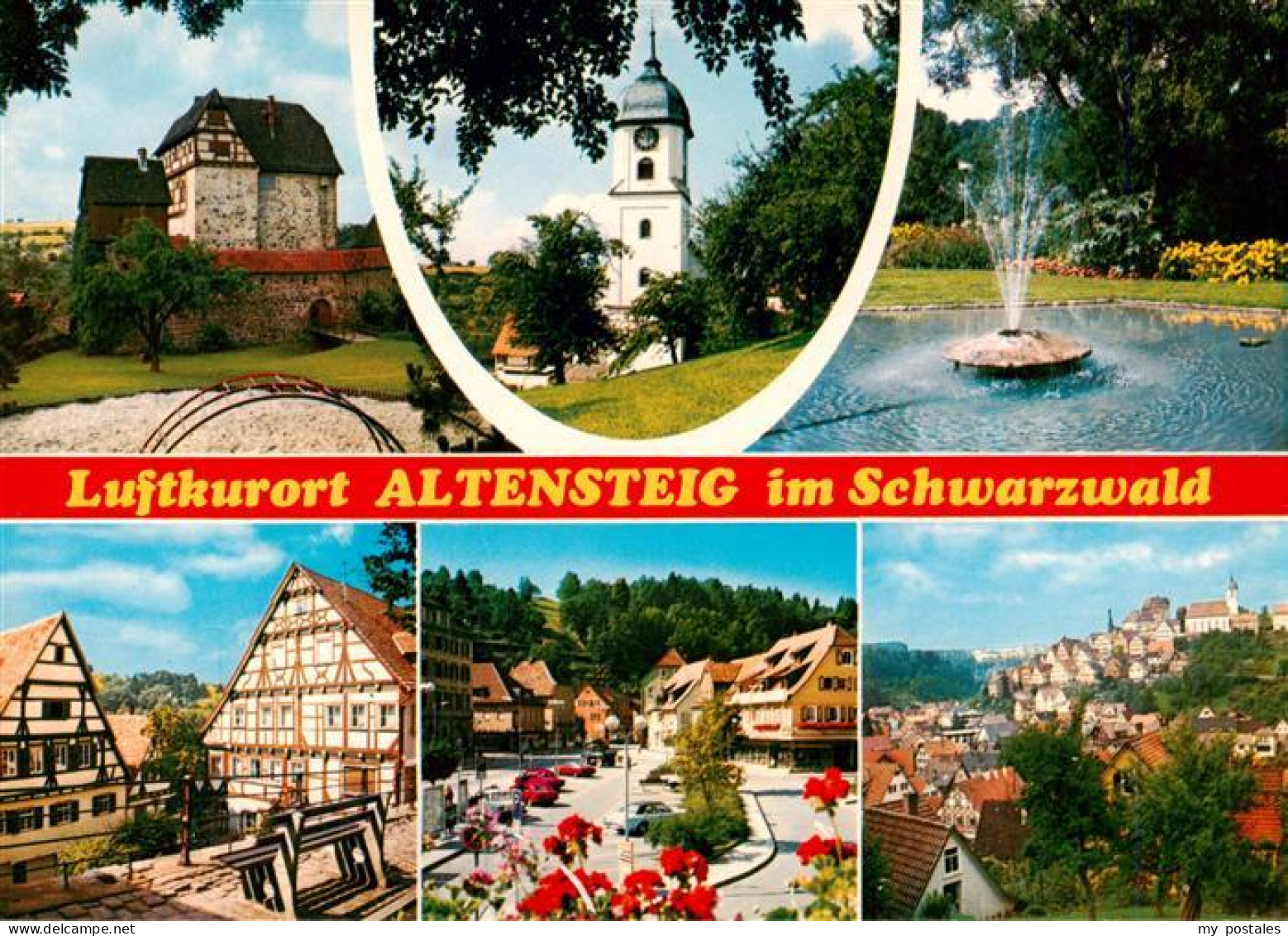 73903120 Altensteig Schwarzwald Schloss Kirche Fontaene Fachwerkhaus Ortsansicht - Altensteig