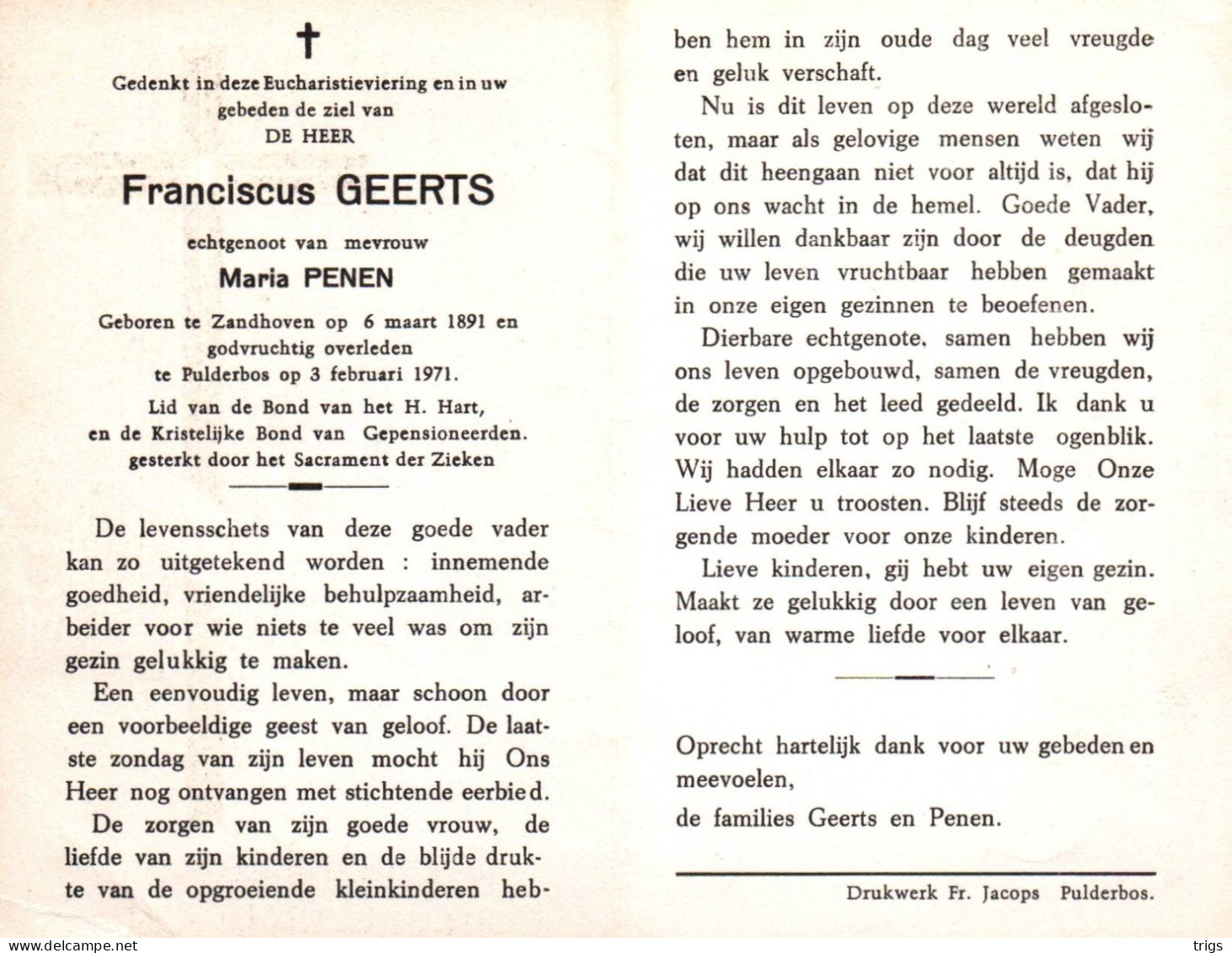 Franciscus Geerts (1891-1971) - Devotieprenten