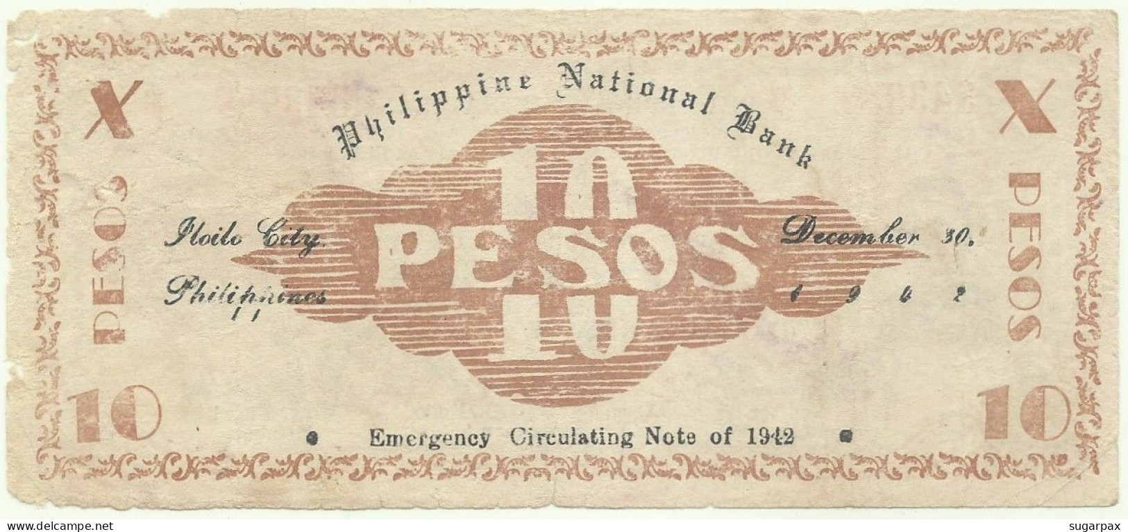 PHILIPPINES - 10 Pesos - 1942 - Pick S 317.b - Serie R - ILOILO Currency Committee - Filipinas