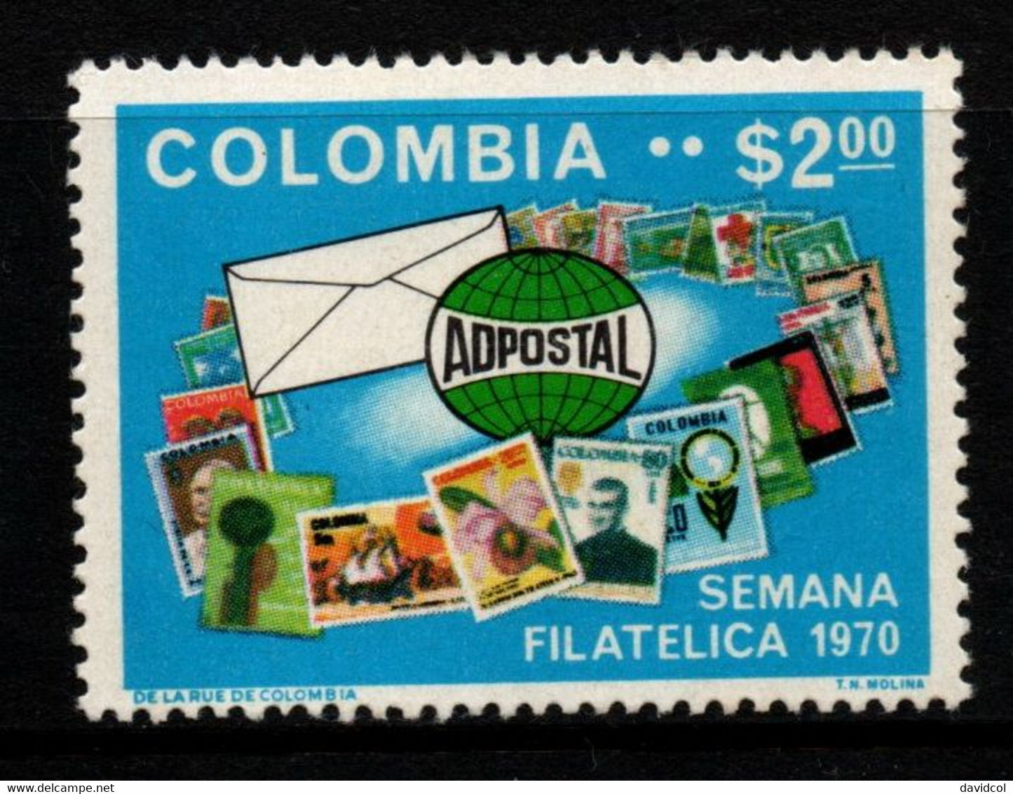 08- KOLUMBIEN – 1970- MI#:1171- MNH- PHILATELIC WEEK – STAMP ON STAMP - Kolumbien