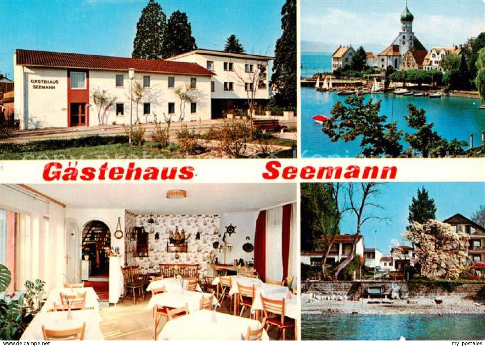 73864582 Wasserburg Bodensee Gaestehaus Seemann Gastraum Seepartie Kirche Wasser - Wasserburg A. Bodensee