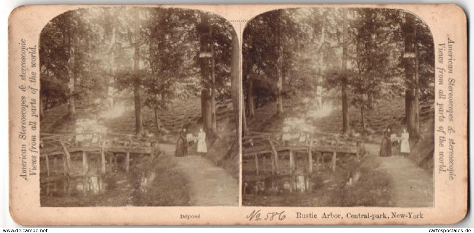 Stereo-Fotografie Ansicht New York, Rustic Arbor, Central Park  - Stereo-Photographie