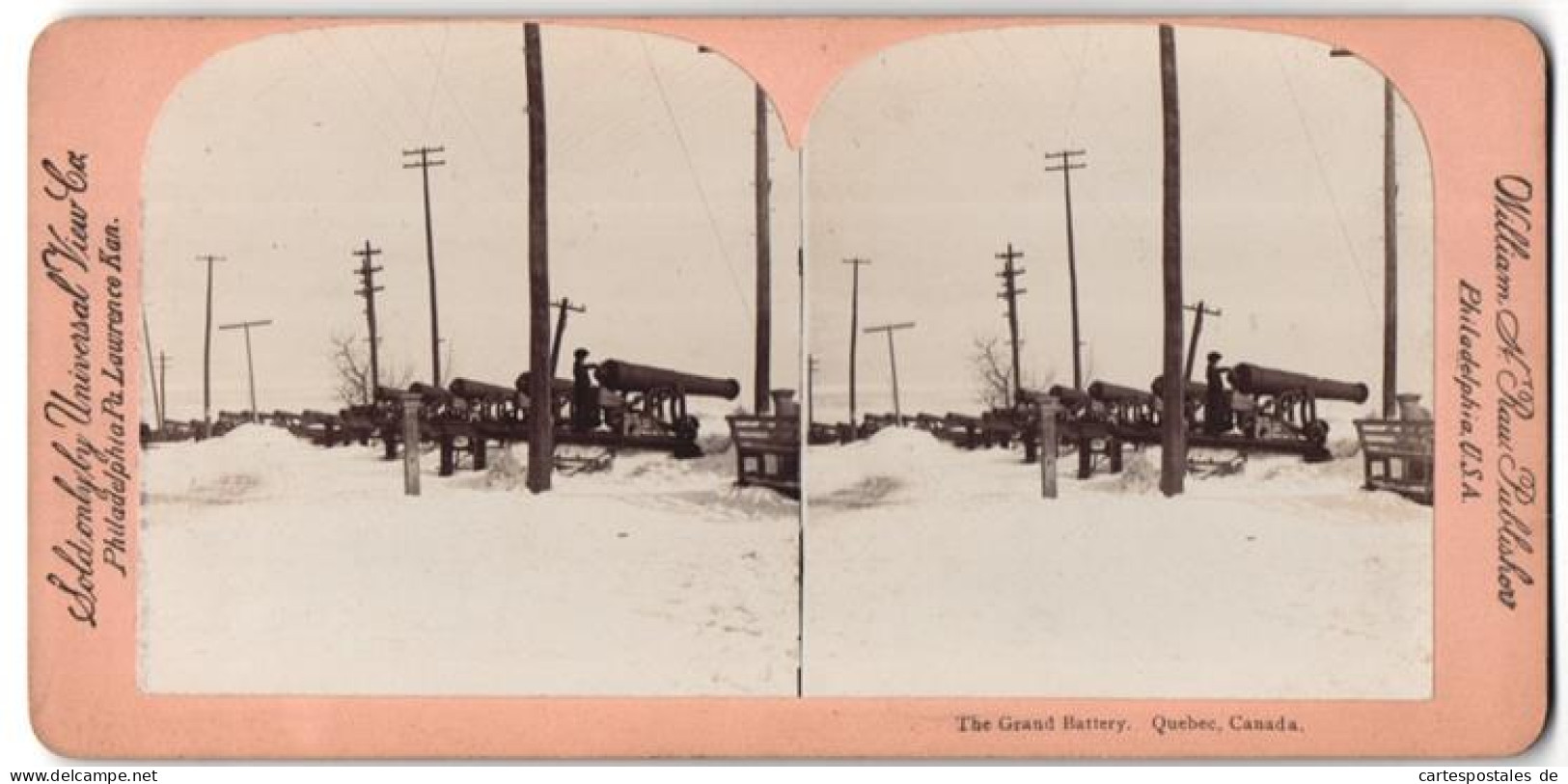Stereo-Fotografie Universal View Co., Philadelphia /Pa, Ansicht Quebec, The Grand Battery  - Stereo-Photographie