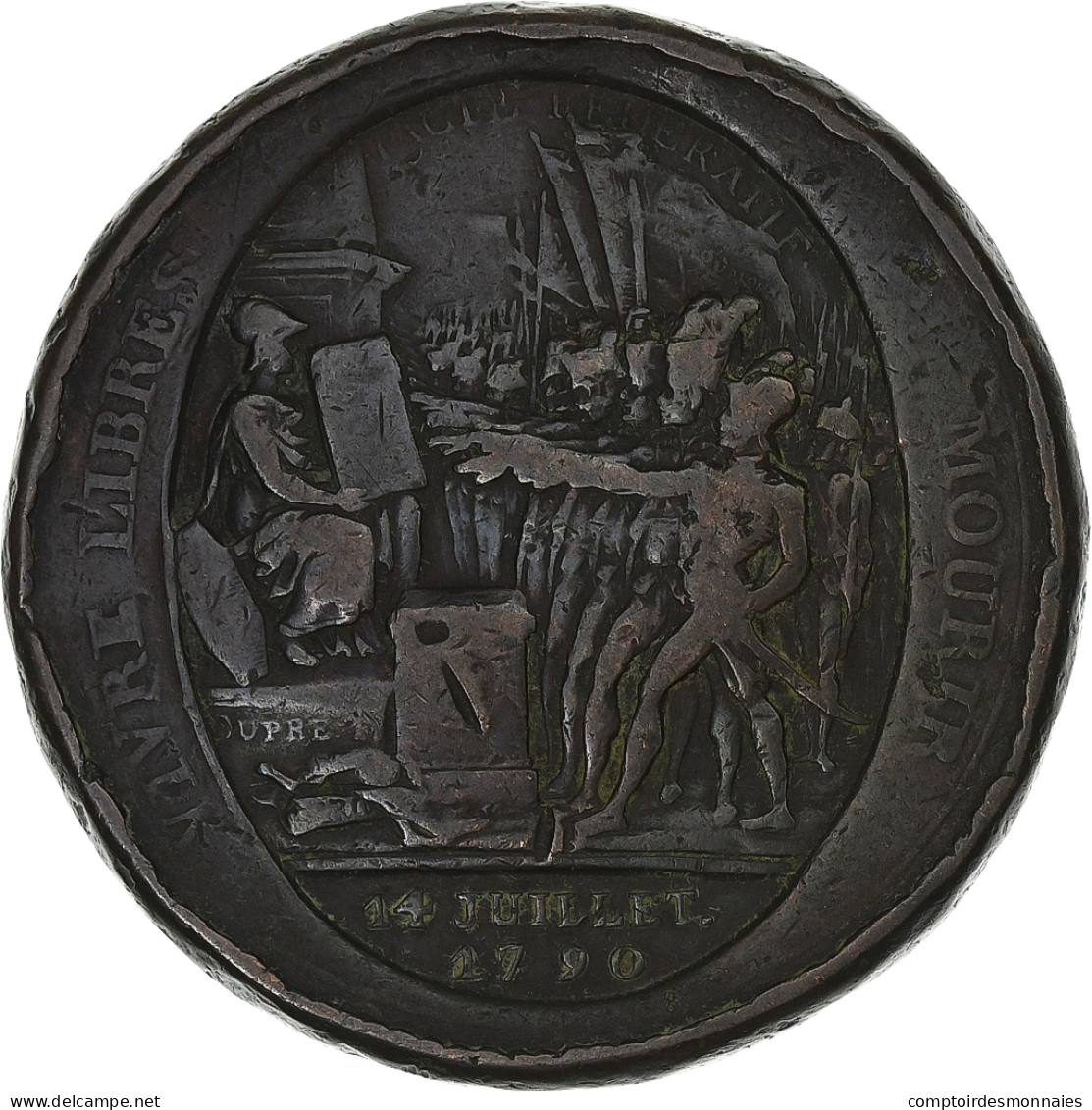 France, Monneron De 5 Sols, 1792 / AN 4, Birmingham, Bronze, B+ - Andere & Zonder Classificatie