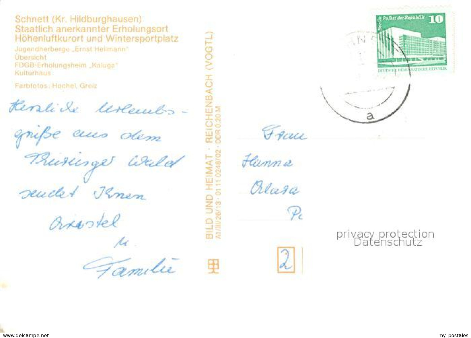73063694 Schnett Jugendherberge Ernst Heilmann Erholungsheim Kaluga  Schnett - Masserberg
