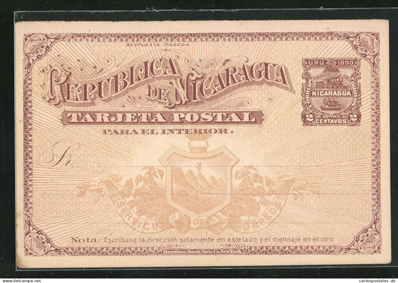 AK Nigaragua, Ganzsache Republica De Nigaragua  - Briefmarken (Abbildungen)
