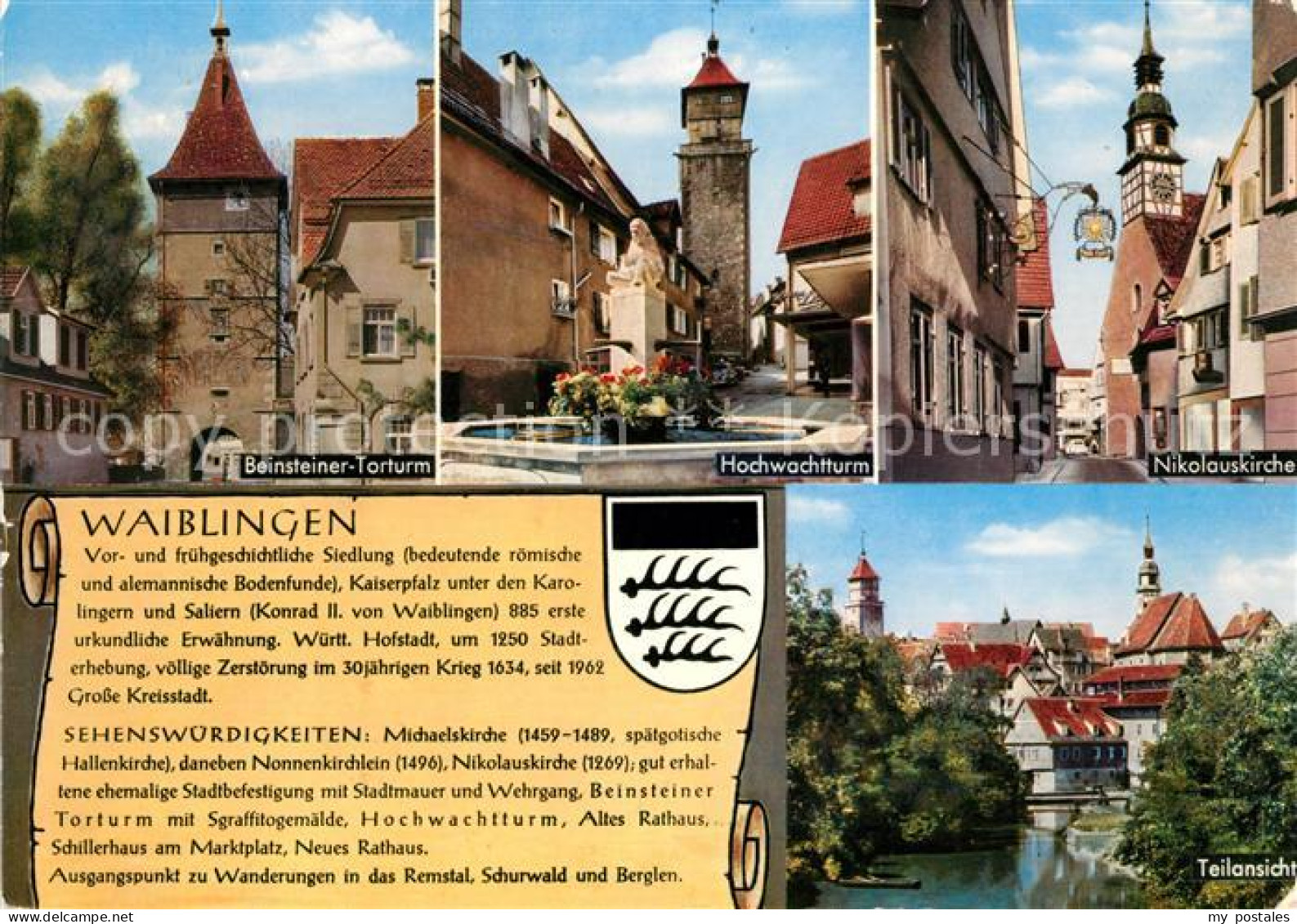 73063454 Waiblingen Rems Beinsteiner Torturm Hochwachtturm Nikolauskirche Waibli - Waiblingen