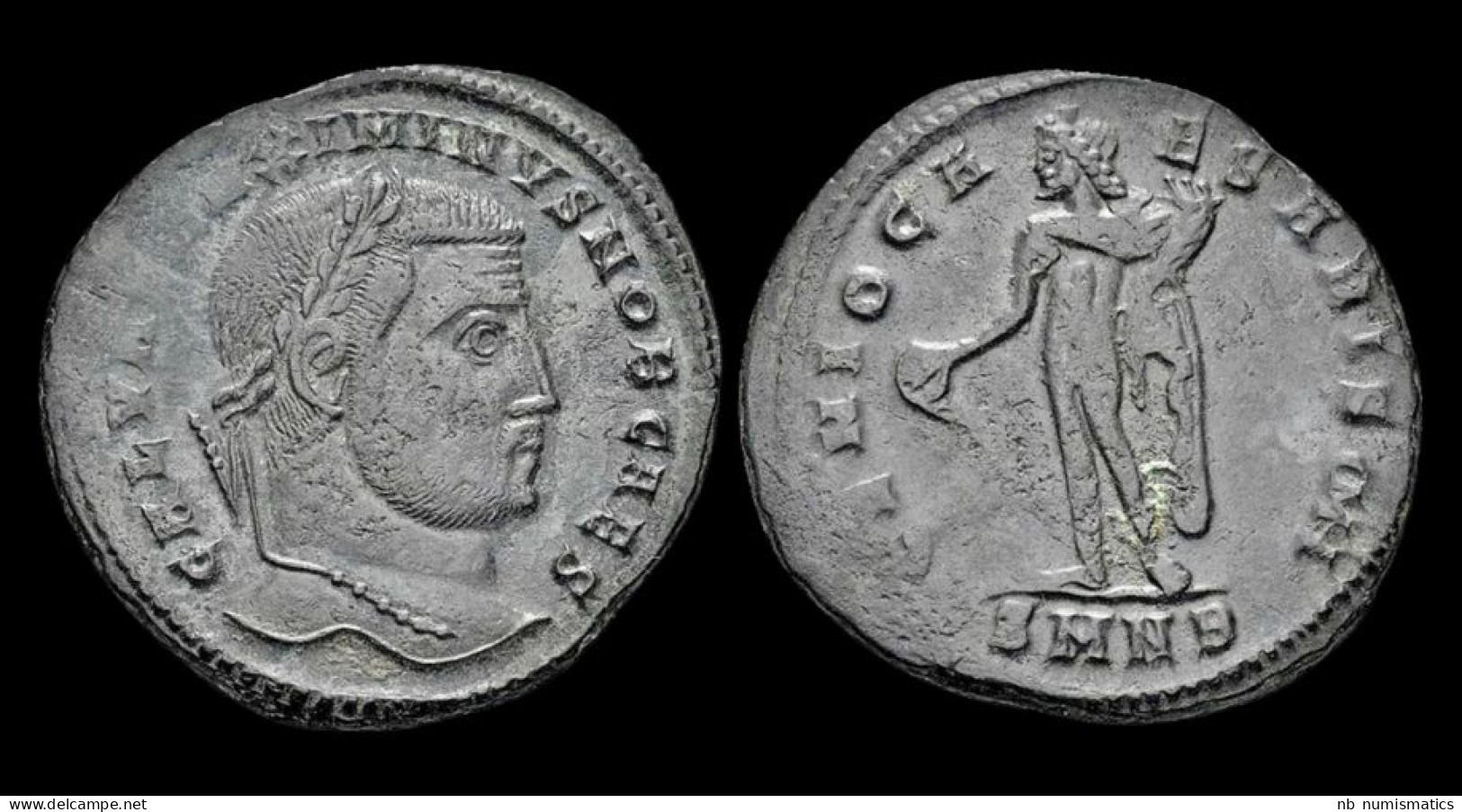 Maximinus II Daia, As Caesar AE Follis Genius Standing Left - The Christian Empire (307 AD To 363 AD)