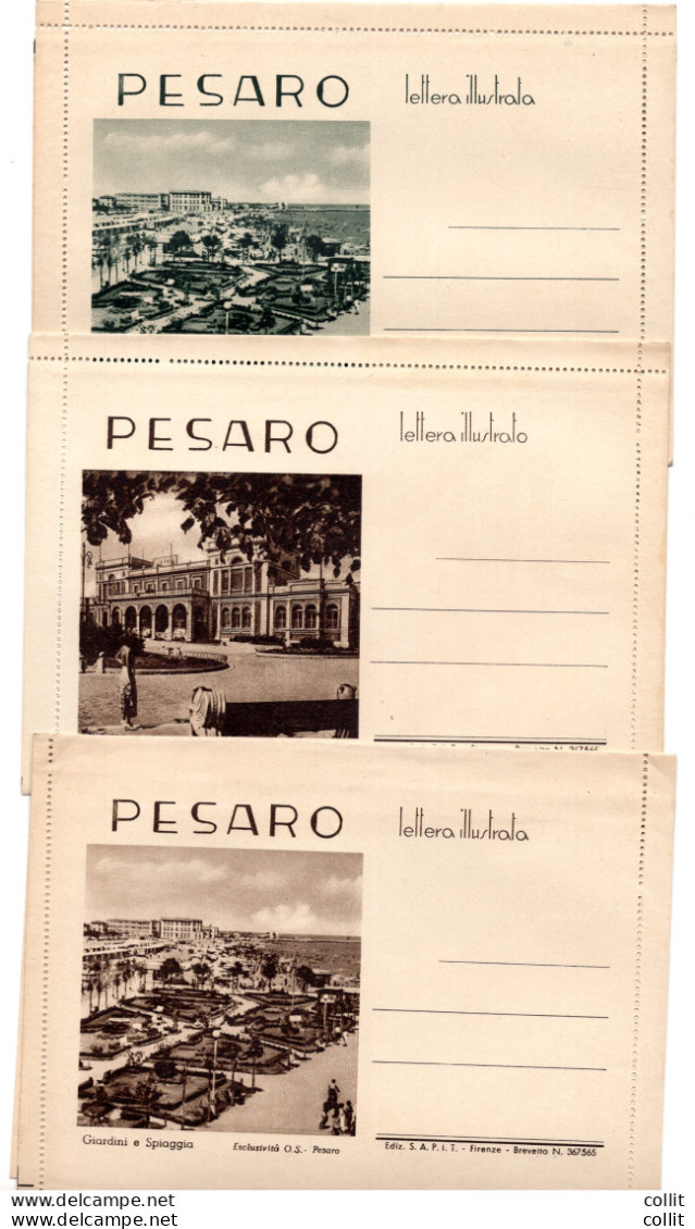 Pesaro - Lotto Di Tre Lettere Illustrate - Storia Postale