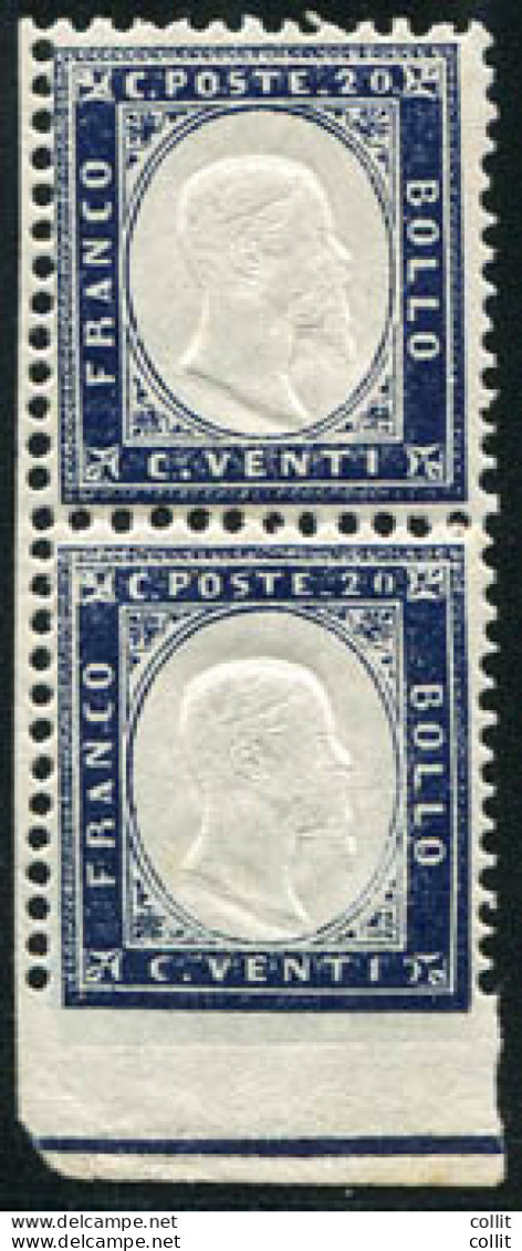 Vitt. Emanuele II° Cent. 20 Varietà Coppia Non Dentellata - Mint/hinged