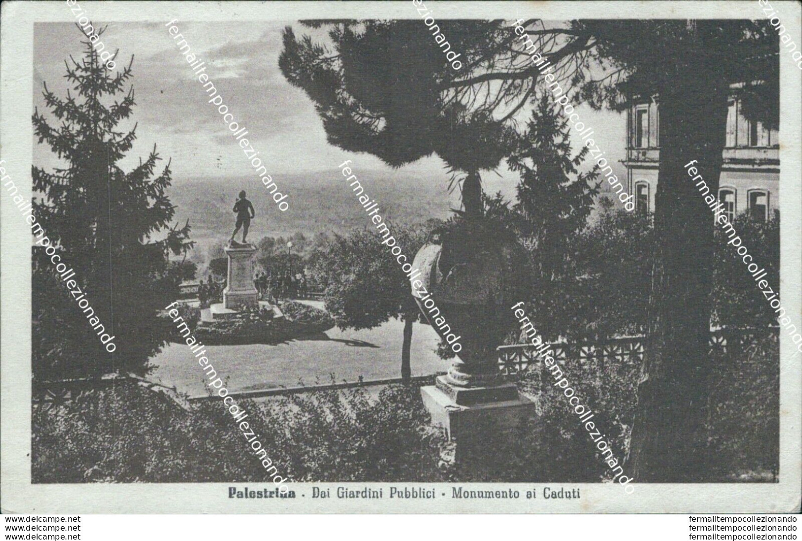 Bg284 Cartolina Palestrina Dai Giardini Pubblici Monumento Ai Caduti Roma - Andere & Zonder Classificatie