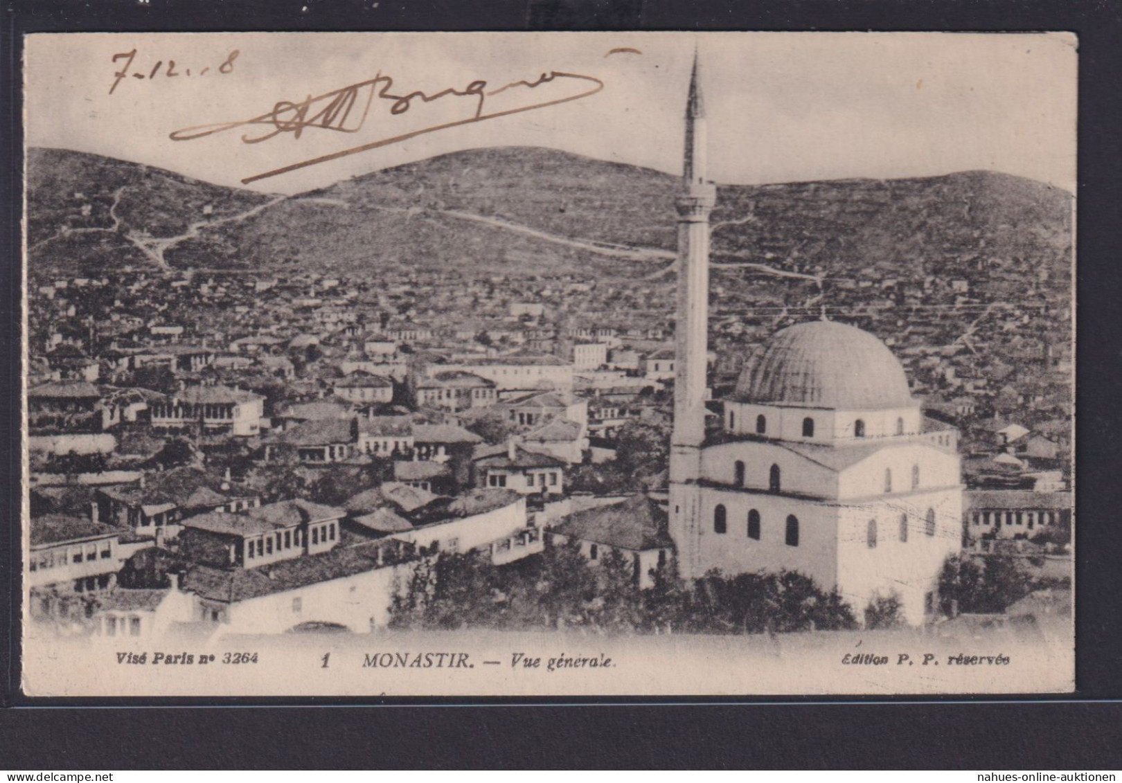 Ansichtskarte Monastir Tunesien Moschee Totalansicht Ort Berge Nach Paris - Unclassified