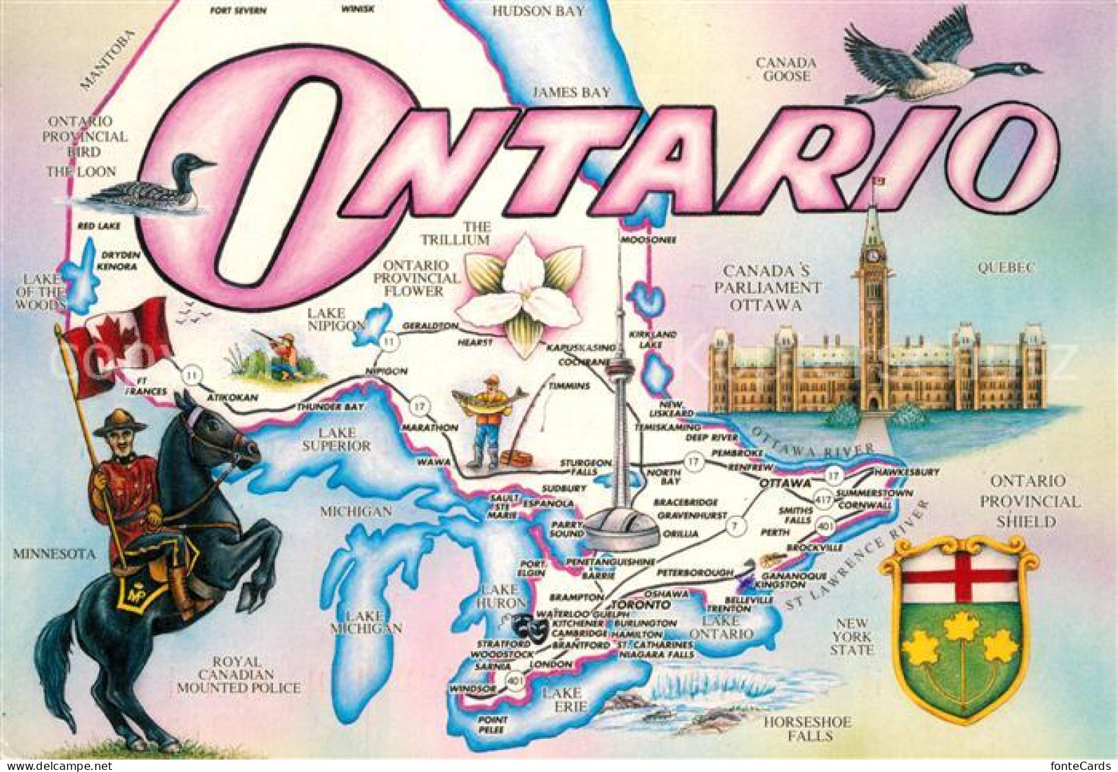 72991189 Ontario Canada Map Parliament Royal Canadian Mounted Police Ontario Can - Non Classés