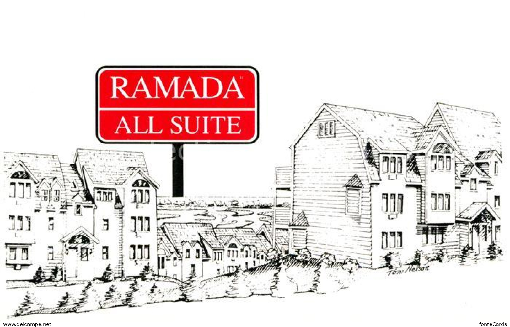 72978015 Wells_Maine Ramada All Suite Illustration Zeichnung Kuenstlerkarte - Sonstige & Ohne Zuordnung