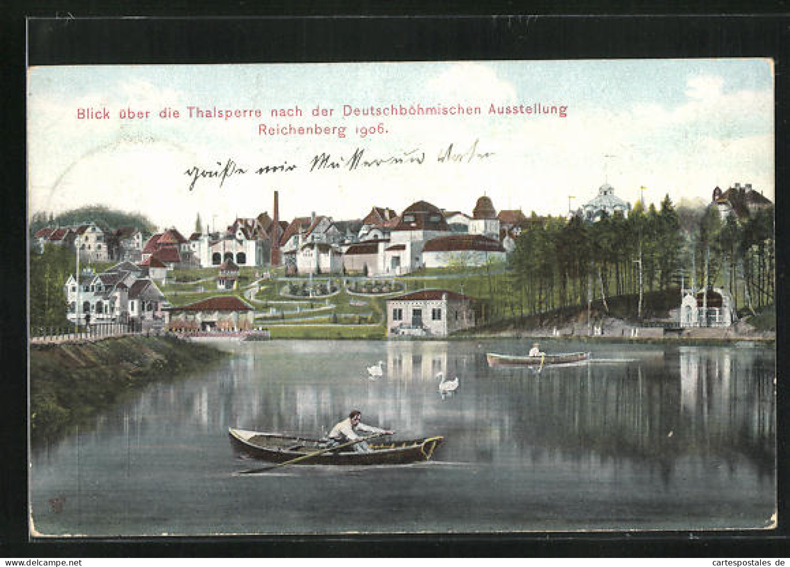 AK Reichenberg, Deutschböhmische Ausstellung 1906, Blick über Die Thalsperre  - Tentoonstellingen
