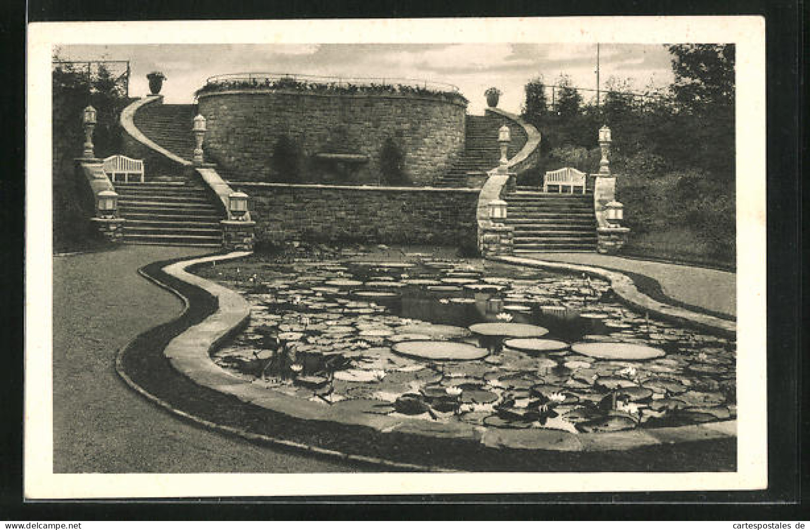 AK Essen, Grosse Ruhrländische Gartenbau-Ausstellung 1929, Staudenlichtung, Victoria Regia Becken  - Ausstellungen