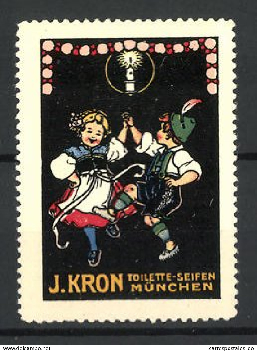 Reklamemarke Toiletten-Seifen Von J. Kron, München, Paar Tanzt In Tracht  - Cinderellas