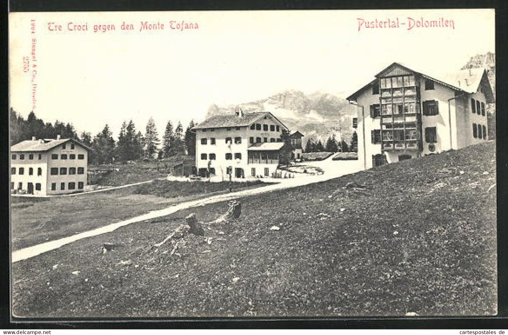 Cartolina Passo Tre Croci, Ortsansicht Gegen Den Monte Tofana  - Altri & Non Classificati