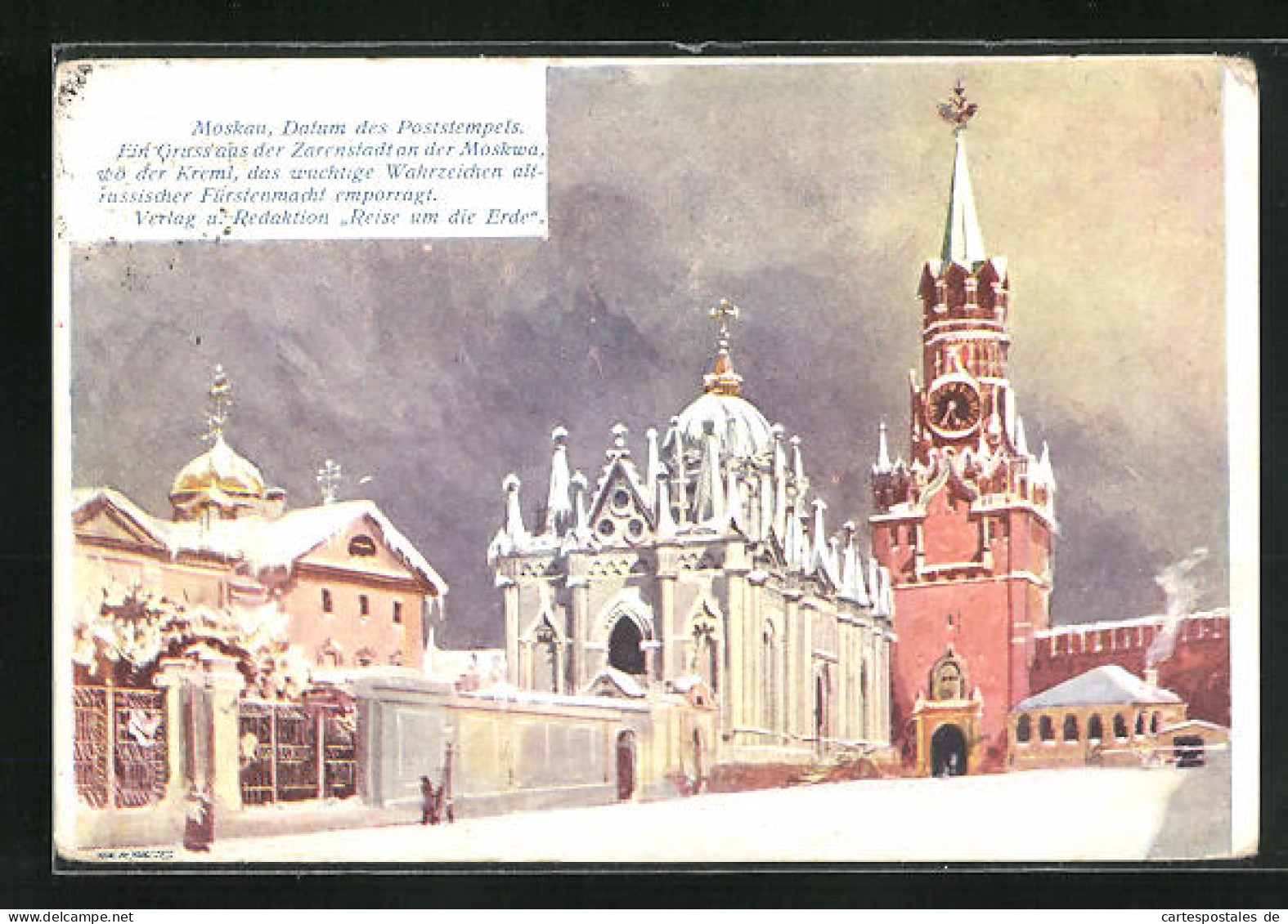 Künstler-AK Moskau, Roter Platz Bei Winter  - Russie