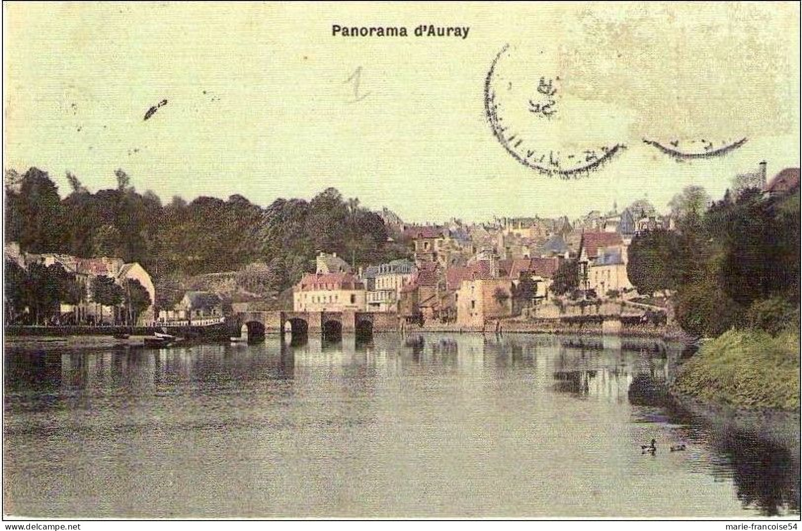 AURAY - Panorama (carte Colorisée) - Auray