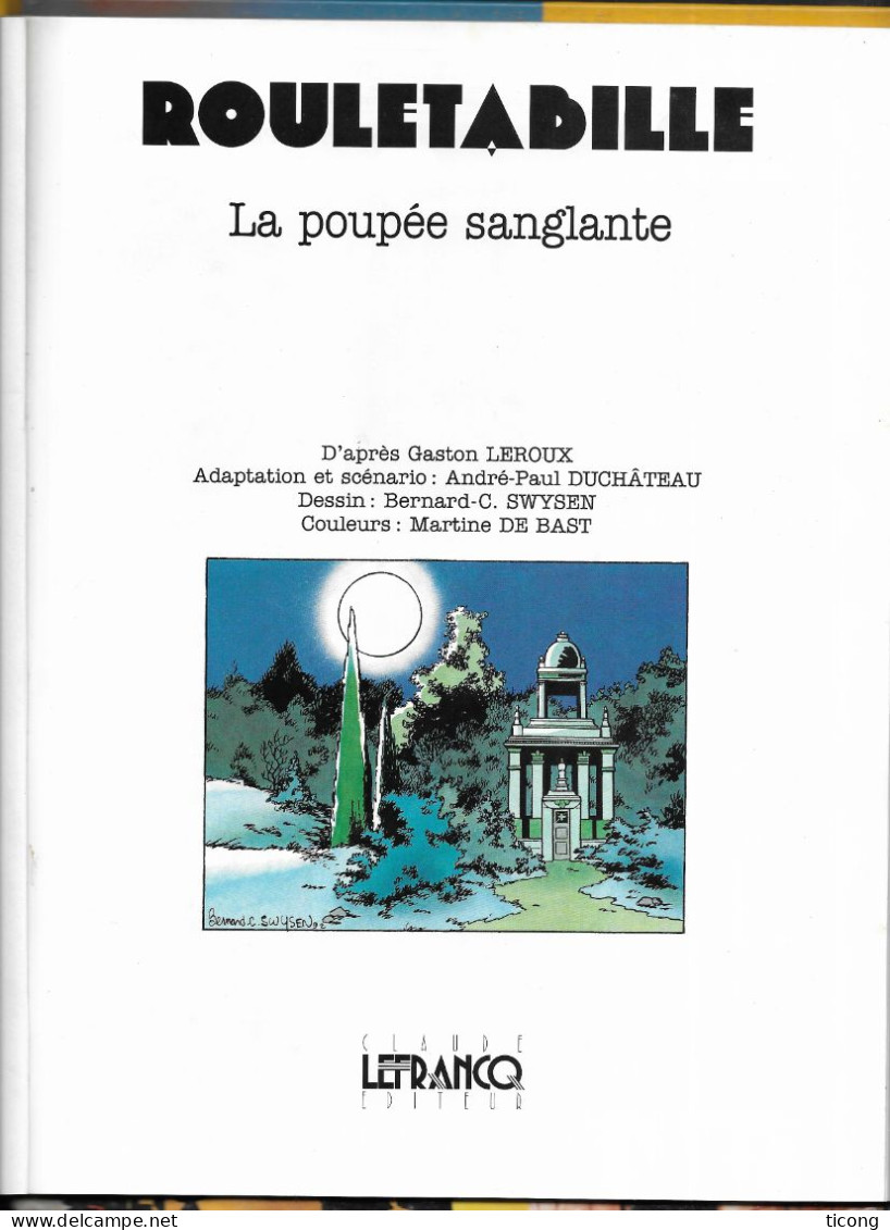 BD SERIE DETECTIVE LEFRANCQ, 1ERE EDITION BELGE 1992, ROULETABILLE LA POUPEE SANGLANTE ( LEROUX - DUCHATEAU ) - Andere & Zonder Classificatie