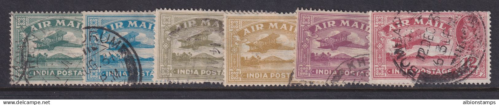 India, Scott C1-C6 (SG 220-225), Used - 1911-35 King George V