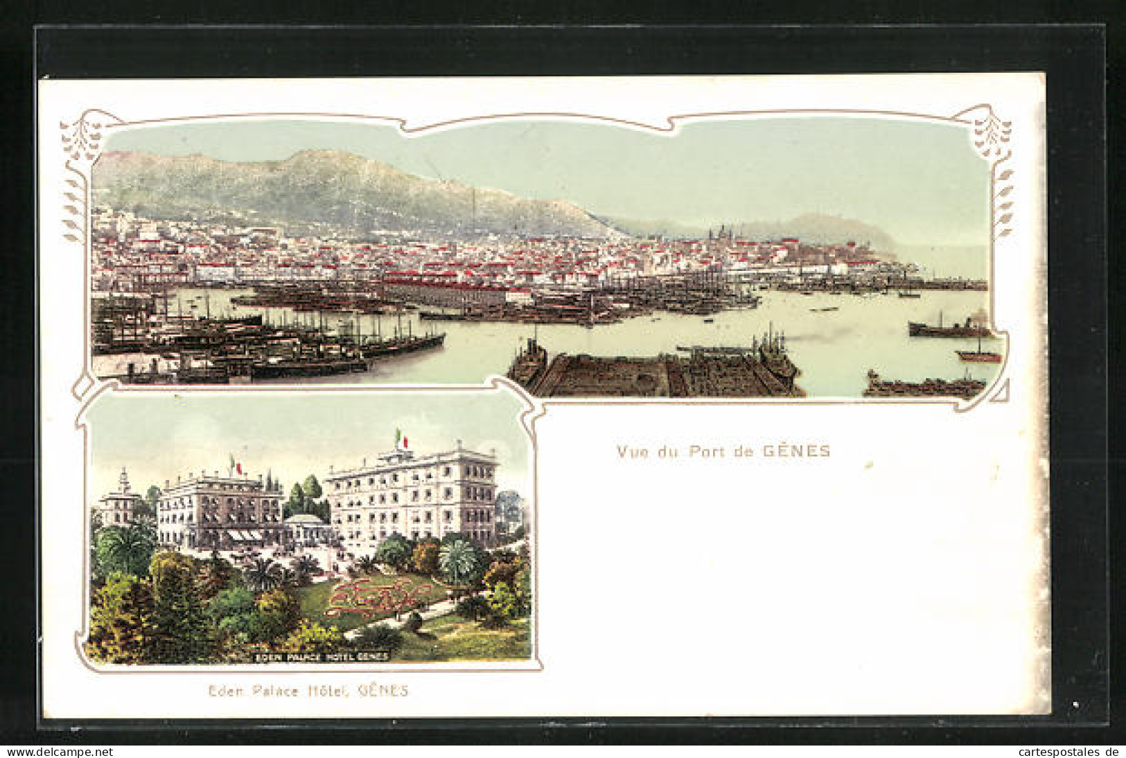 Artista-Cartolina Gênes, Eden Palace Hôtel, Vue Du Port  - Andere & Zonder Classificatie