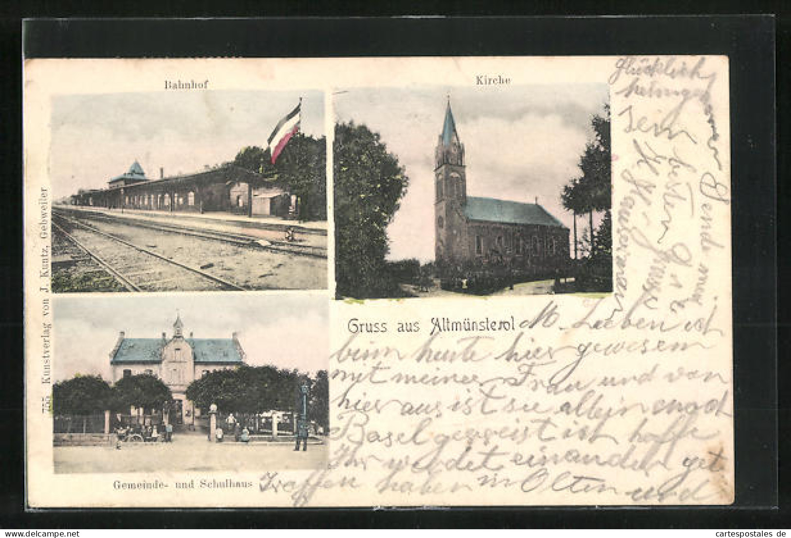 CPA Altmünsterol, La Gare Von Der Anderen Seite, Gemeinde-und Schulhaus, L'Église  - Other & Unclassified
