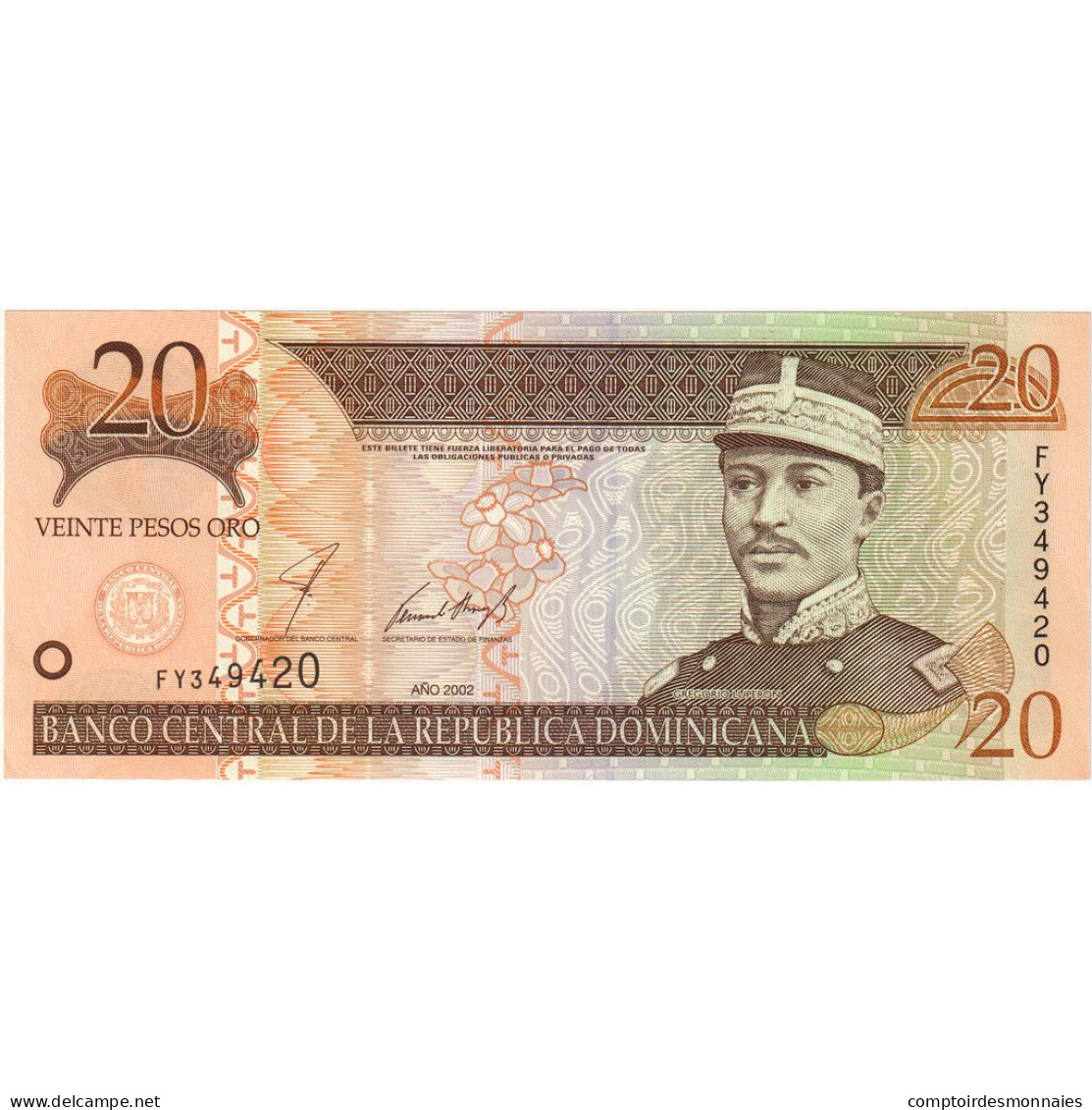 République Dominicaine, 20 Pesos Oro, 2002, KM:169b, NEUF - Dominikanische Rep.