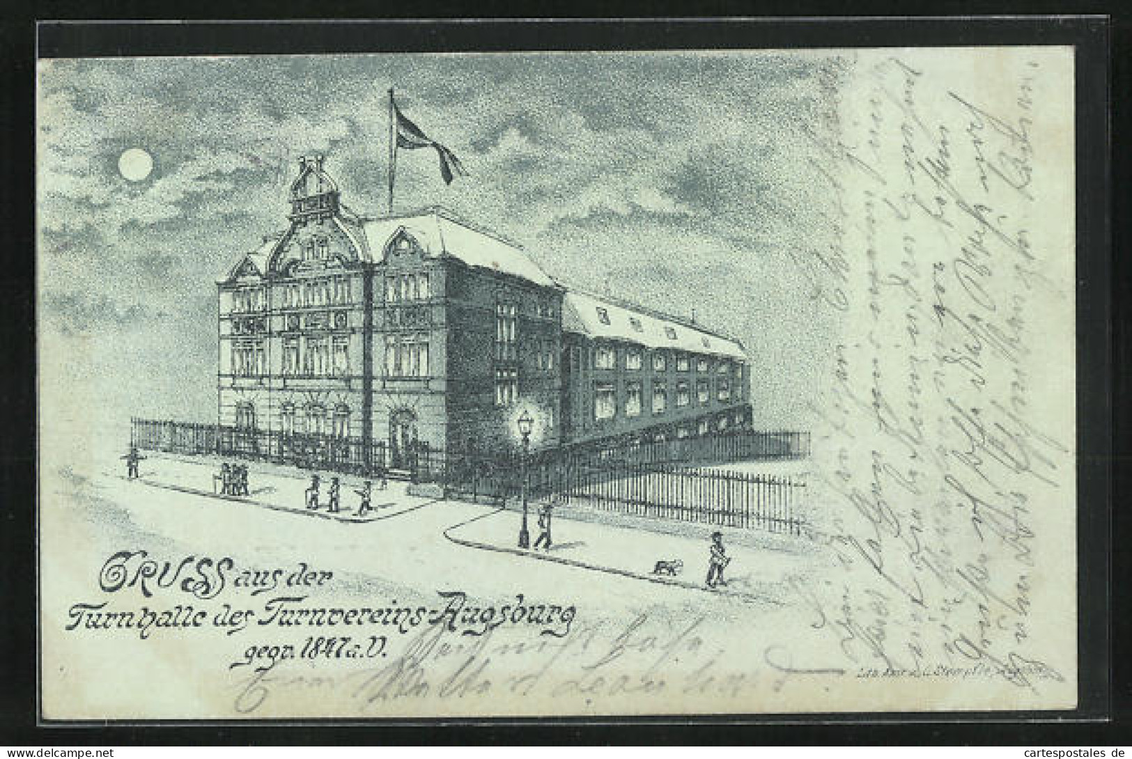 Lithographie Augsburg, Turnhalle Des Turnvereins Von 1847, Schiessgrabenstrasse 28  - Sonstige & Ohne Zuordnung